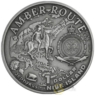 CZECHIA Amber Route Silver Coin 1$ Niue 2026 - Coins & More - À Venir 2