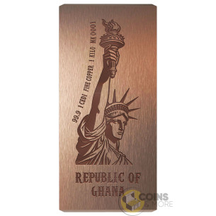 STATUE OF LIBERTY 1 Kg Kilo Investment Copper Bar 1 Cedis Ghana - Coins & More - Demnächst