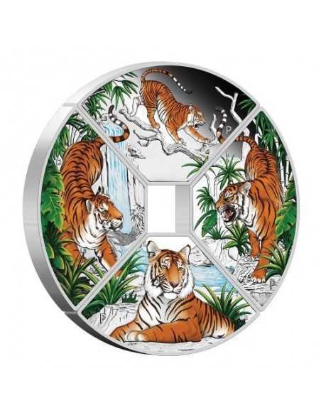YEAR OF THE TIGER Quadrant Set 4 x 1 Oz Silver Coins 1$ Tuvalu 2022 - Coins & More - Segni Zodiacali