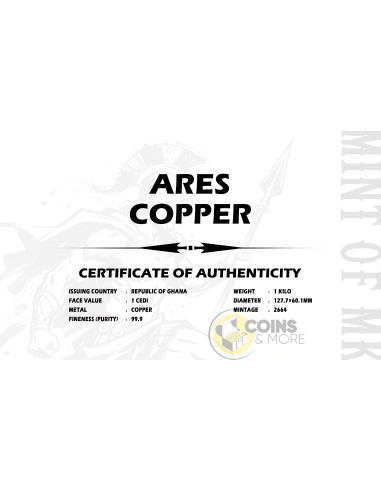 ARES 1 Kg Kilo Investment Copper Bar 1 Cedis Ghana - Coins & More - Coming Soon