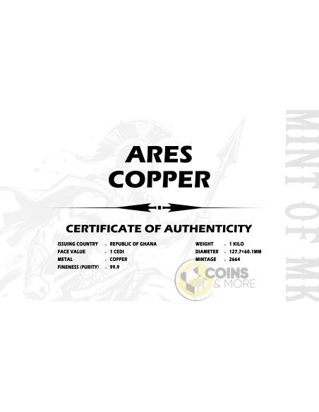 ARES 1 Kg Kilo Investment Copper Bar 1 Cedis Ghana - Coins & More - Coming Soon