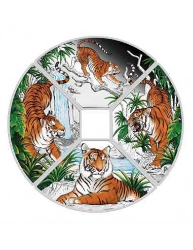 YEAR OF THE TIGER Quadrant Set 4 x 1 Oz Silver Coins 1$ Tuvalu 2022 - Coins & More - Segni Zodiacali