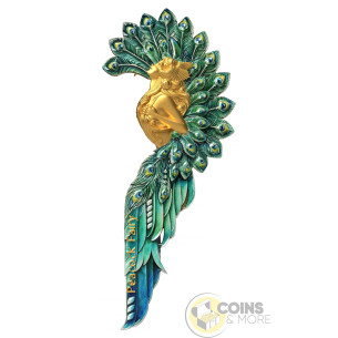 PEACOCK FAIRY Gold Gilded 2 Oz Silver UV Coin 2000 Francs Cameroon 2027 - Coins & More - Coming Soon