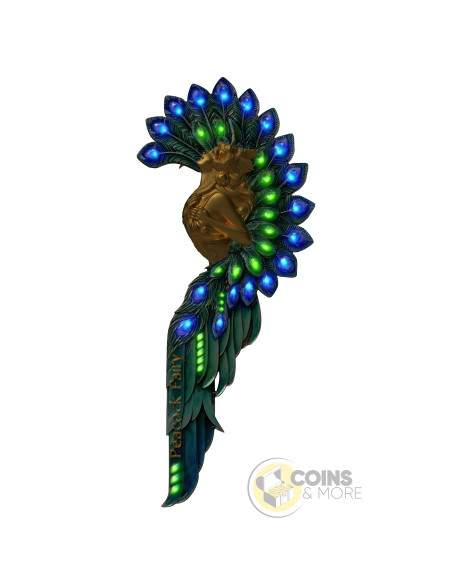 PEACOCK FAIRY Gold Gilded 2 Oz Silver UV Coin 2000 Francs Cameroon 2027 - Coins & More - Coming Soon