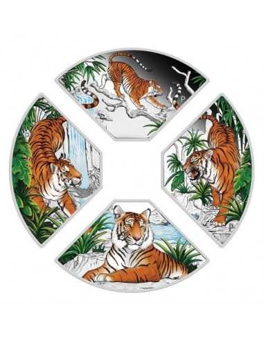 YEAR OF THE TIGER Quadrant Set 4 x 1 Oz Silver Coins 1$ Tuvalu 2022 - Coins & More - Segni Zodiacali