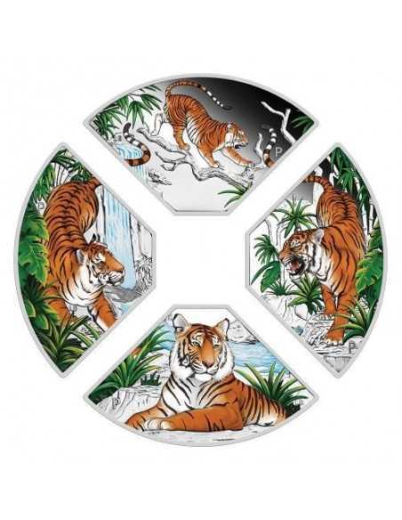 YEAR OF THE TIGER Quadrant Set 4 x 1 Oz Silver Coins 1$ Tuvalu 2022 - Coins & More - Segni Zodiacali