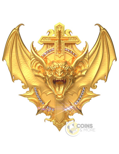 VAMPIRE BAT Gold Gilded 2 Oz Silver Coin 20$ Liberia 2027 - Coins & More - Coming Soon