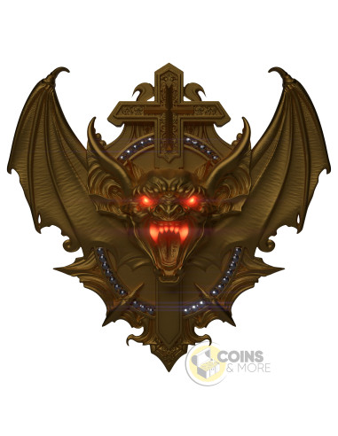 VAMPIRE BAT Gold Gilded 2 Oz Silver Coin 20$ Liberia 2027 - Coins & More - Coming Soon