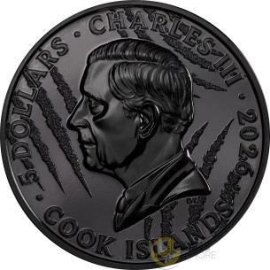 LION Black and White 1 Oz Silver Coin 5$ Cook Islands 2026 - Coins & More - Coming Soon 2