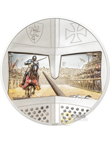 JOUSTING Knight Games 1 Oz Silver Coin 5$ Cook Islands 2026 - Coins & More - Demnächst
