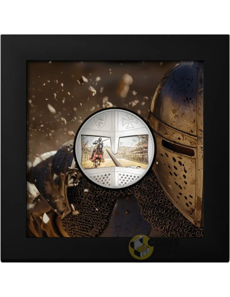 JOUSTING Knight Games 1 Oz Silver Coin 5$ Cook Islands 2026 - Coins & More - Demnächst