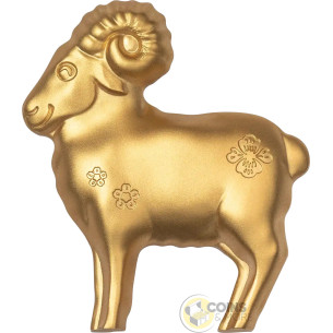 GOLD GILDED FLUFFY SHEEP Lunar Year 1 Oz Silver Coin 1000 Togorog Mongolia 2027 - Coins & More - Próximamente