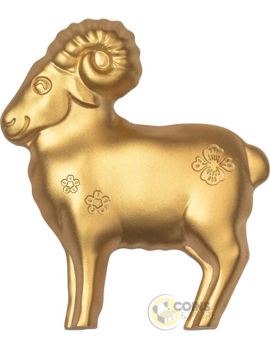 GOLD GILDED FLUFFY SHEEP Lunar Year 1 Oz Silver Coin 1000 Togorog Mongolia 2027 - Coins & More - Demnächst