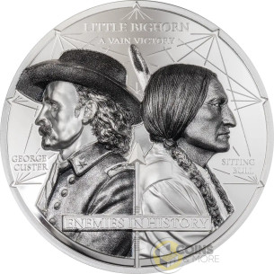 CUSTER VS SITTING BULL Enemies in History 2 Oz Silver Coin 1000 Togrog Mongolia 2026 - Coins & More - Coming Soon