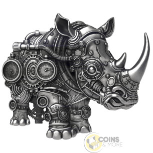 MECH RHINO SHAPED 2 Oz Silver UV Coin 2000 Francs Cameroon 2027 - Coins & More - Coming Soon