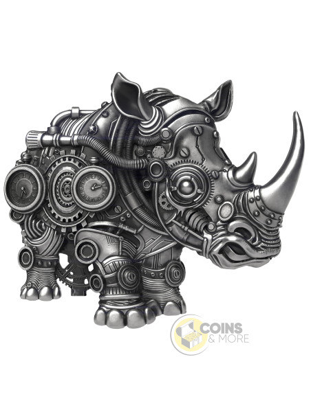 MECH RHINO SHAPED 2 Oz Silver UV Coin 2000 Francs Cameroon 2027 - Coins & More - Coming Soon
