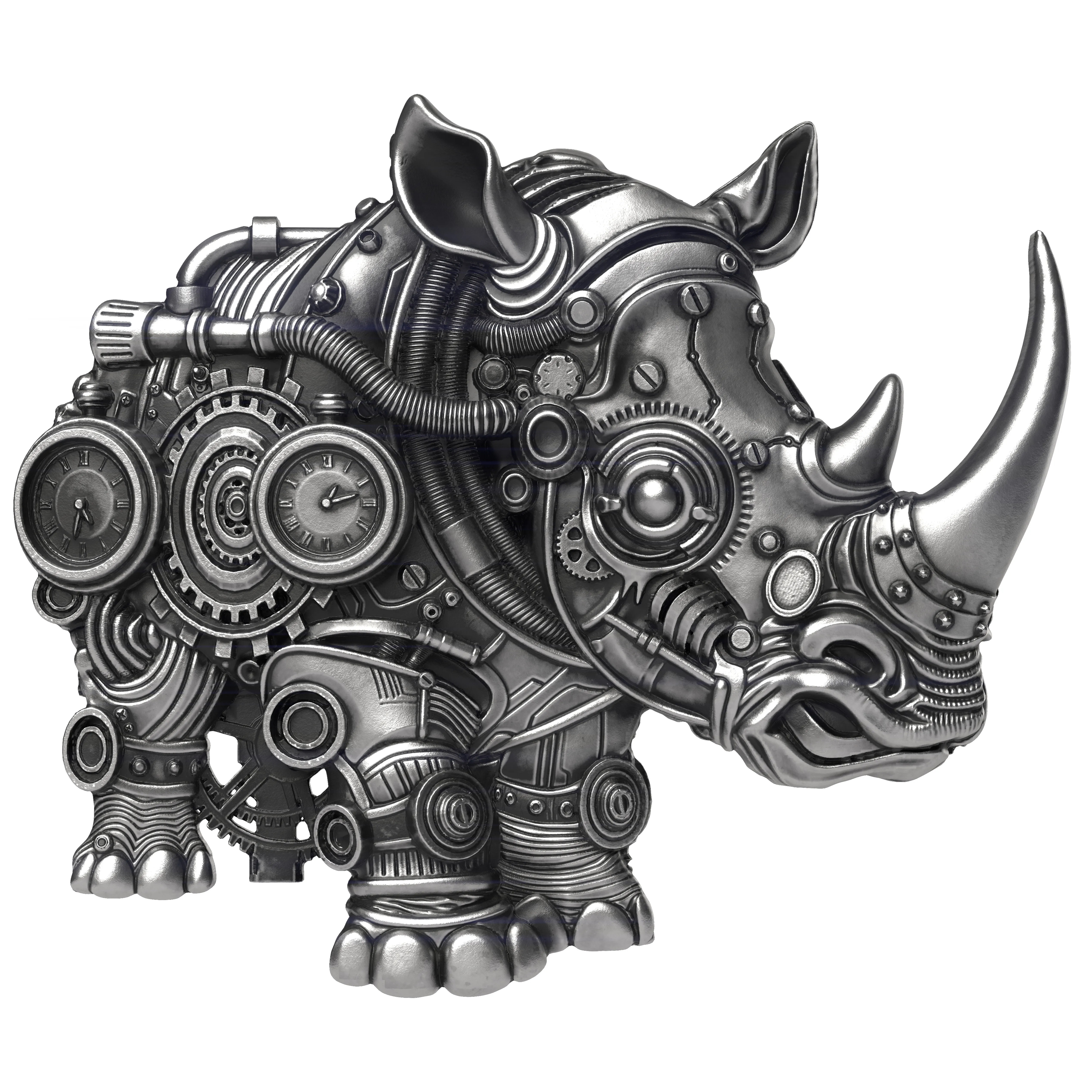 MECH RHINO SHAPED 2 Oz Silver UV Coin 2000 Francs Cameroon 2027 | C