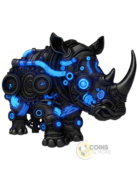 MECH RHINO SHAPED 2 Oz Silver UV Coin 2000 Francs Cameroon 2027 - Coins & More - Coming Soon