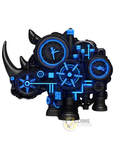 MECH RHINO SHAPED 2 Oz Silver UV Coin 2000 Francs Cameroon 2027 - Coins & More - Coming Soon