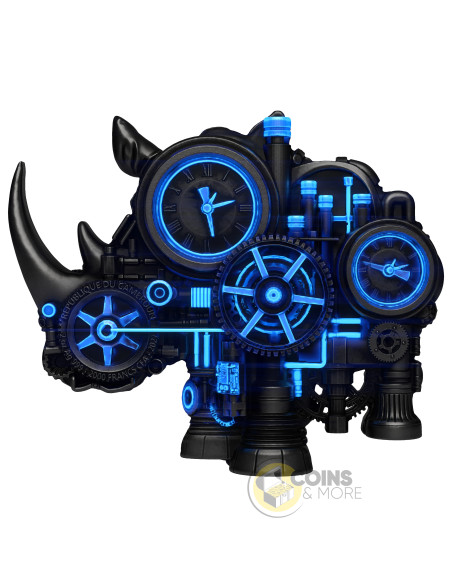 MECH RHINO SHAPED 2 Oz Silver UV Coin 2000 Francs Cameroon 2027 - Coins & More - Coming Soon