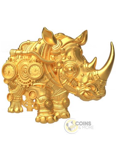 GOLD GILDED MECH RHINO SHAPED 2 Oz Silver UV Coin 2000 Francs Cameroon 2027 - Coins & More - Coming Soon