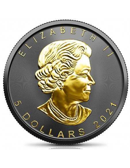 MAPLE LEAF RAINBOW Edition 1 oz Silver Ruthenium and Gold coin Canada 2021 - Coins & More - Naturaleza y Animales