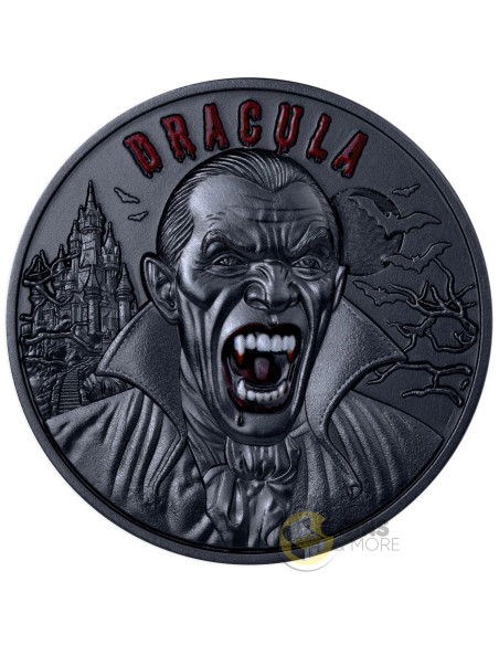 DRACULA AWAKENS IN THE NIGHT 2 Oz Silver Coin 5$ Barbados - Coins & More - Coming Soon