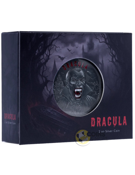 DRACULA AWAKENS IN THE NIGHT 2 Oz Silver Coin 5$ Barbados - Coins & More - Coming Soon