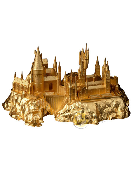 HOGWARTS CASTLE Gold Gilded 5 Oz Silver 3D Coin 10$ Samoa - Coins & More - Coming Soon