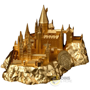 HOGWARTS CASTLE Gold Gilded 5 Oz Silver 3D Coin 10$ Samoa - Coins & More - Coming Soon 2
