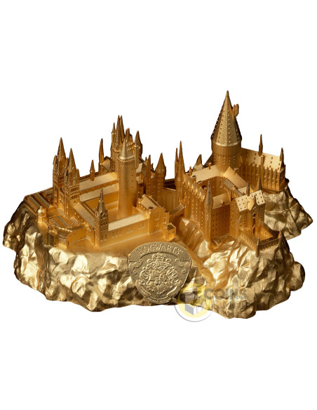 HOGWARTS CASTLE Gold Gilded 5 Oz Silver 3D Coin 10$ Samoa - Coins & More - Coming Soon