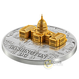 CAPITOL Full Sculpture 1 Oz Silver Coin 1000 Francs Gabon 2026 - Coins & More - Coming Soon