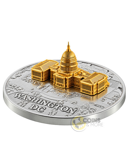 CAPITOL Full Sculpture 1 Oz Silver Coin 1000 Francs Gabon 2026 - Coins & More - Coming Soon