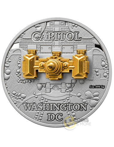CAPITOL Full Sculpture 1 Oz Silver Coin 1000 Francs Gabon 2026 - Coins & More - Coming Soon