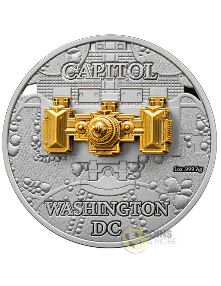 CAPITOL Full Sculpture 1 Oz Silver Coin 1000 Francs Gabon 2026 - Coins & More - Coming Soon