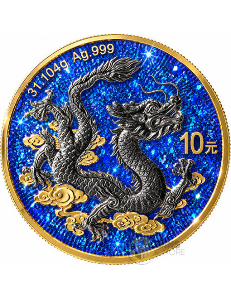 IMPERIAL BLUE CHINESE DRAGON 1 Oz Silver Coin 10 Yuan China 2026 - Coins & More - In Arrivo