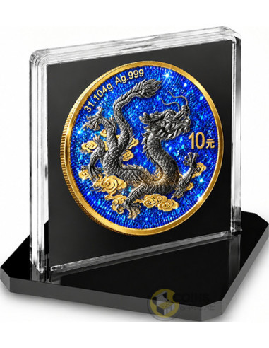 IMPERIAL BLUE CHINESE DRAGON 1 Oz Silver Coin 10 Yuan China 2026 - Coins & More - In Arrivo