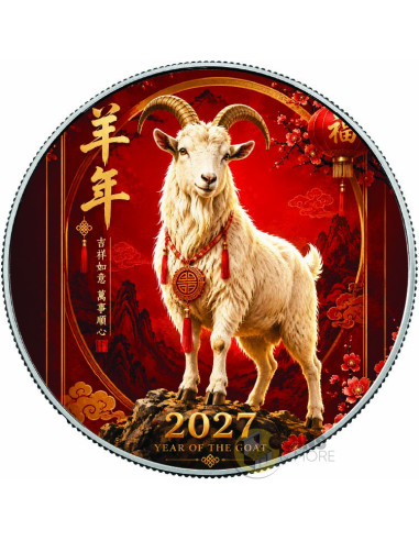 FORTUNE & HARMONY Year of the Goat 1 Oz Silver Coin 1$ USA 2027 - Coins & More - Demnächst