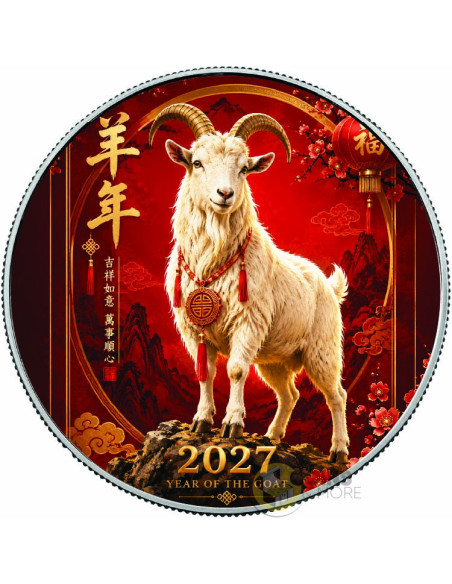 FORTUNE & HARMONY Year of the Goat 1 Oz Silver Coin 1$ USA 2027 - Coins & More - Demnächst