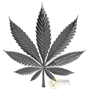 CANNABIS LEAVES Antiqued 1 Oz Silver Coin 10$ Liberia 2026 - Coins & More - À Venir 2