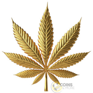 CANNABIS LEAVES Gold Gilded 1 Oz Silver Coin 10$ Liberia 2026 - Coins & More - À Venir