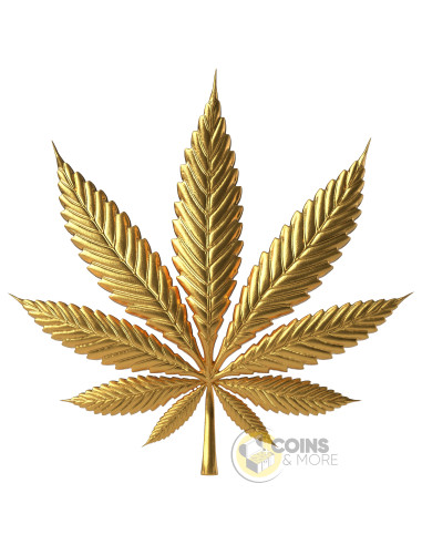 CANNABIS LEAVES Gold Gilded 1 Oz Silver Coin 10$ Liberia 2026 - Coins & More - Coming Soon