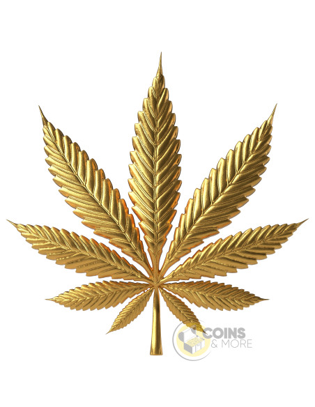 CANNABIS LEAVES Gold Gilded 1 Oz Silver Coin 10$ Liberia 2026 - Coins & More - Coming Soon