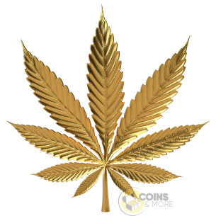 CANNABIS LEAVES Gold Gilded 1 Oz Silver Coin 10$ Liberia 2026 - Coins & More - À Venir 2