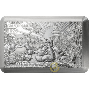 PANDA FAMILY Premium Size Silver Bar 1 Oz Silver Coin 5$ Barbados 2026 - Coins & More - Próximamente