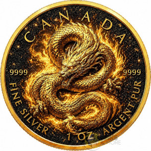 CELESTIAL GOLD DRAGON Diamond Dust 1 Oz Silver Coin 5$ Canada 2026 - Coins & More - Coming Soon
