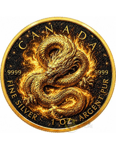 CELESTIAL GOLD DRAGON Diamond Dust 1 Oz Silver Coin 5$ Canada 2026 - Coins & More - Coming Soon