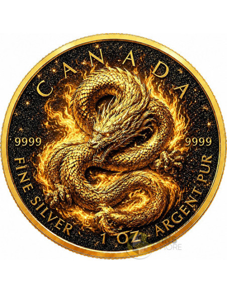CELESTIAL GOLD DRAGON Diamond Dust 1 Oz Silver Coin 5$ Canada 2026 - Coins & More - Coming Soon