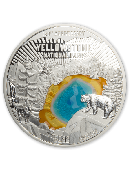 YELLOWSTONE 150th Anniversary Silver Coin 5$ Barbados 2022 - Coins & More - Nature et Animaux