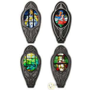 THE MOST FAMOUS STAINED GLASS WINDOWS 4x1 Oz Silver Coin 500 Francs CFA Cameroon 2026 - Coins & More - Demnächst